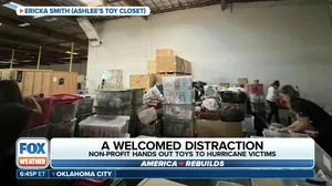 Non-profit handing out toys to children impacted by hurricanes