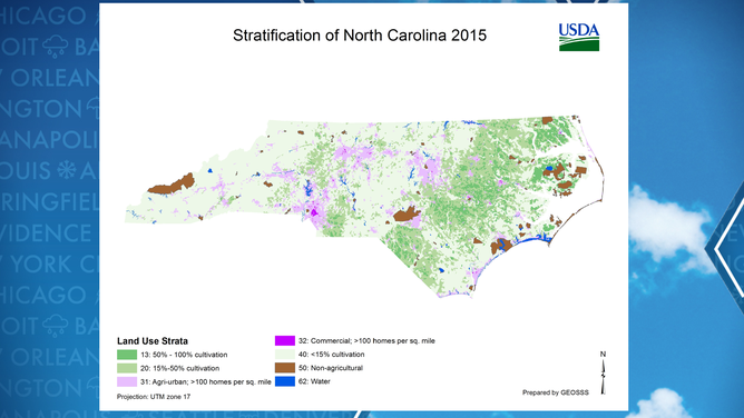 North Carolina land usage map